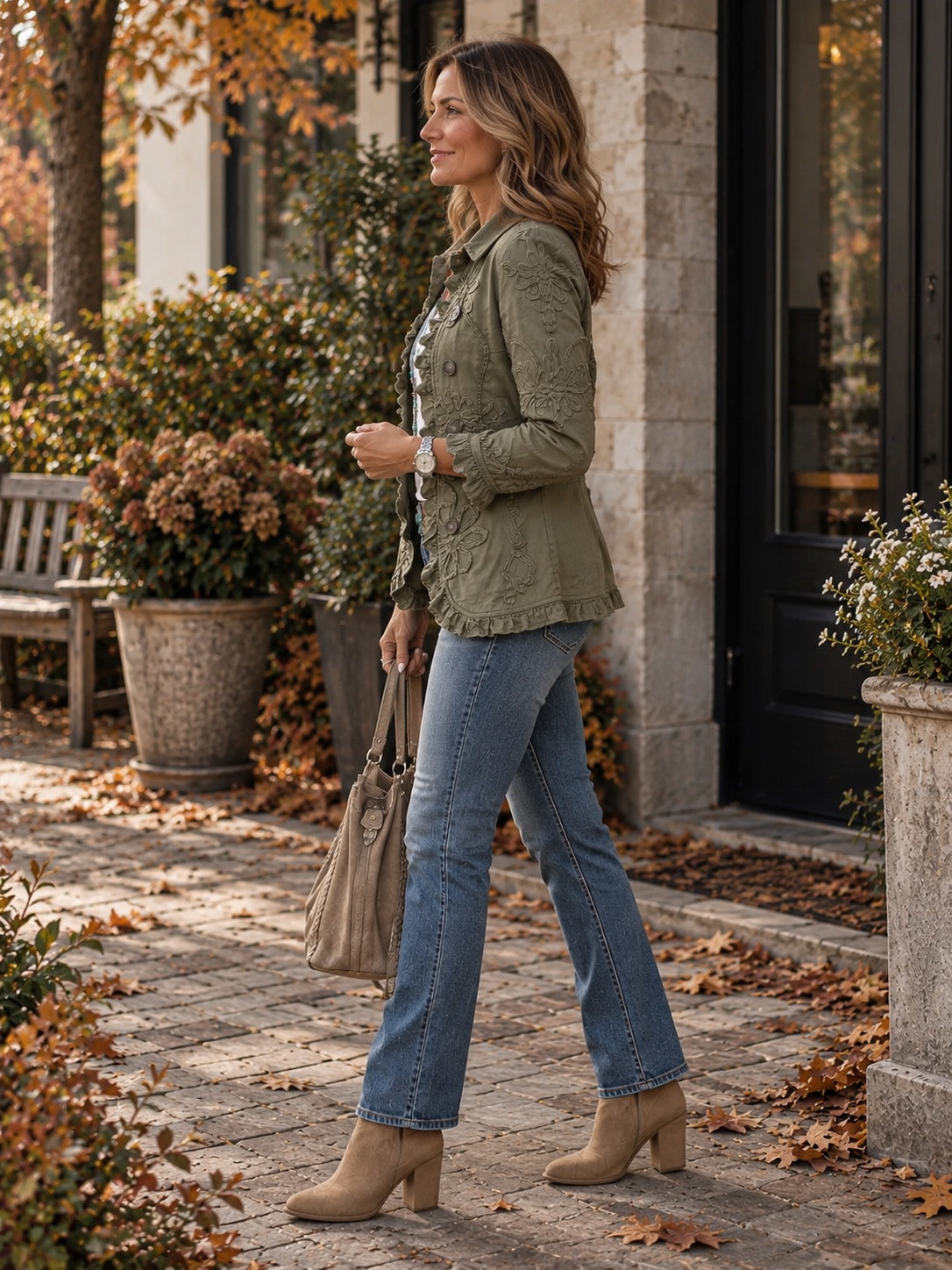Elara embroidered ruffle jacket by May-London