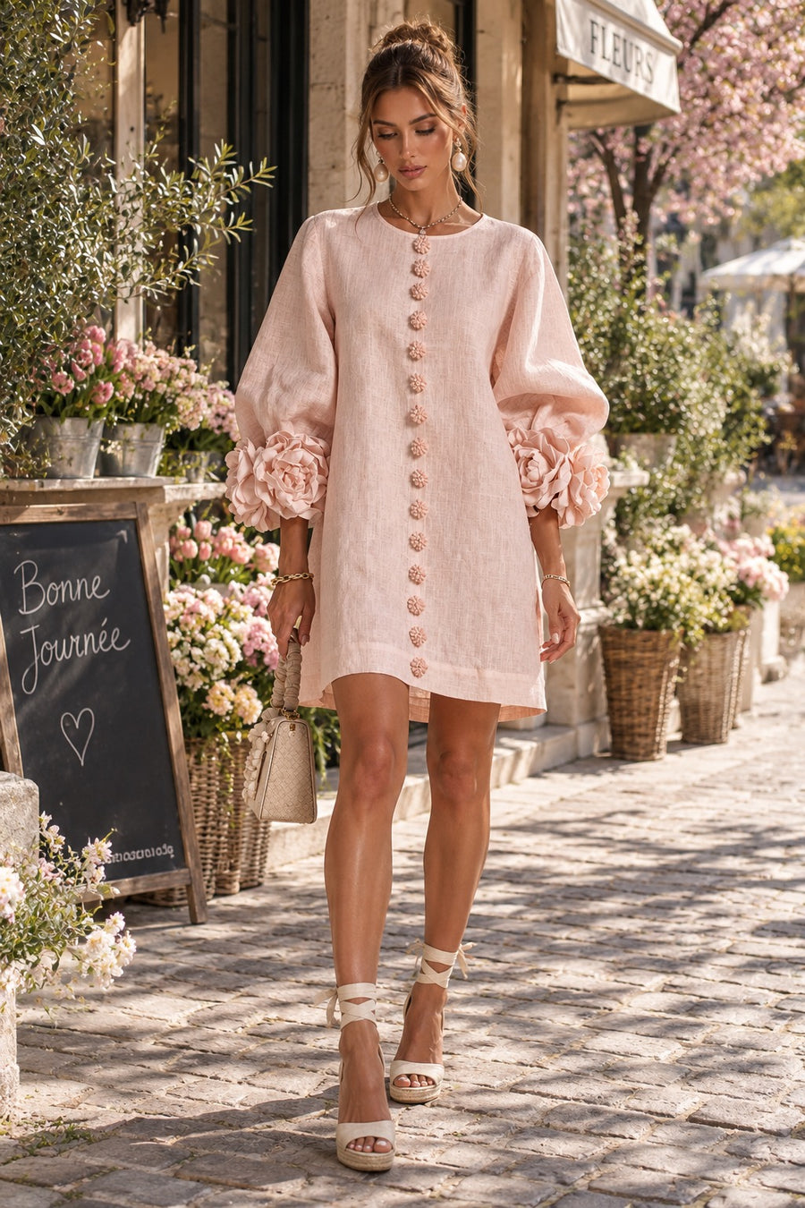 Rosalie Floral Button-Down Mini Dress for women by May-London