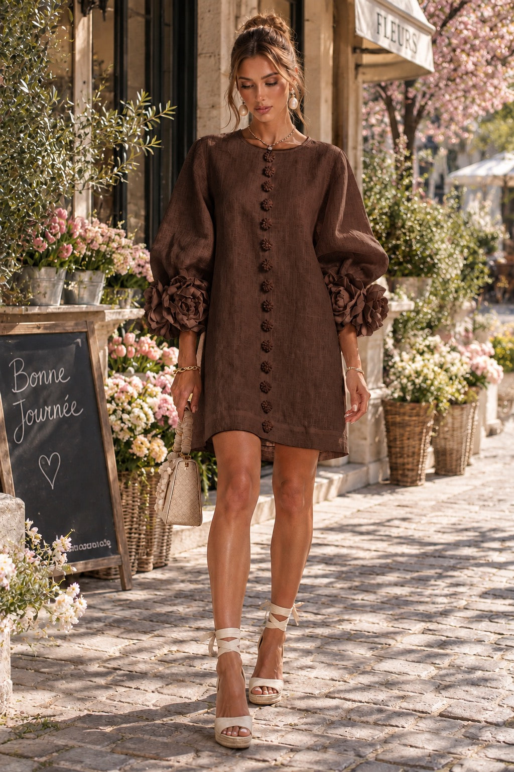 Rosalie Floral Button-Down Mini Dress for women, alternative product view by May-London