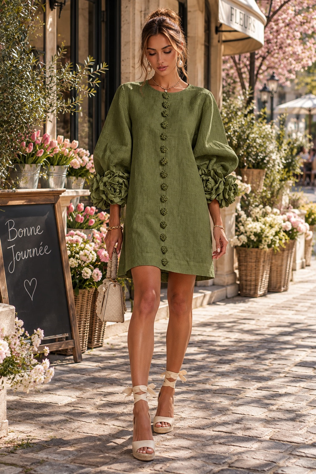 Rosalie floral button-down mini dress by May-London