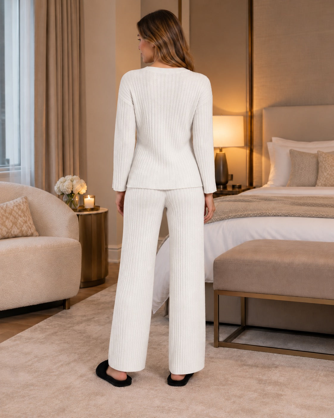 Amabel ribbed knit lounge set by May-London