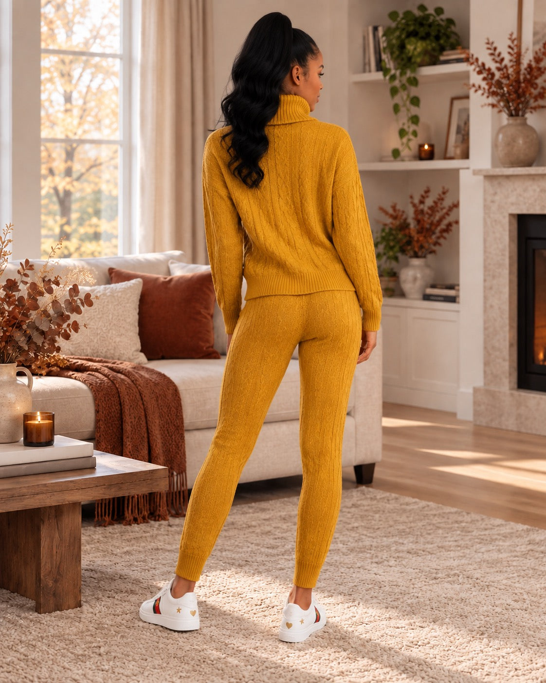 Isolde Ribbed High-Neck Knit Set for women, additional product view by May-London