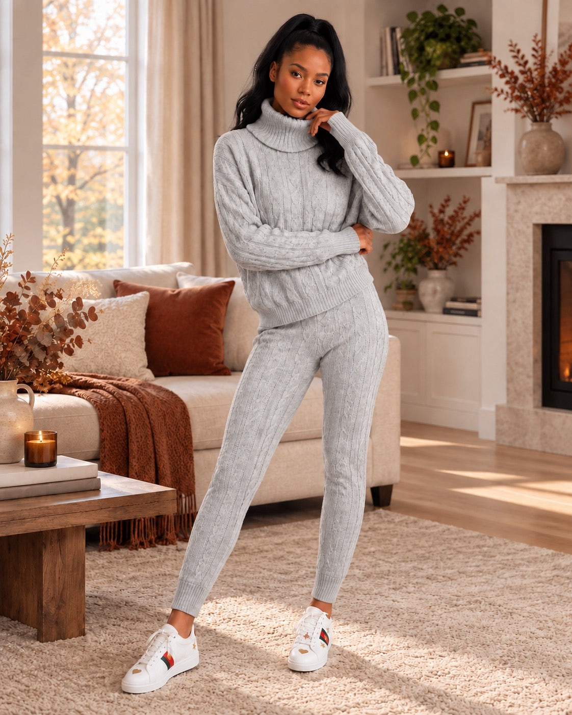 Isolde Ribbed High-Neck Knit Set by May-London