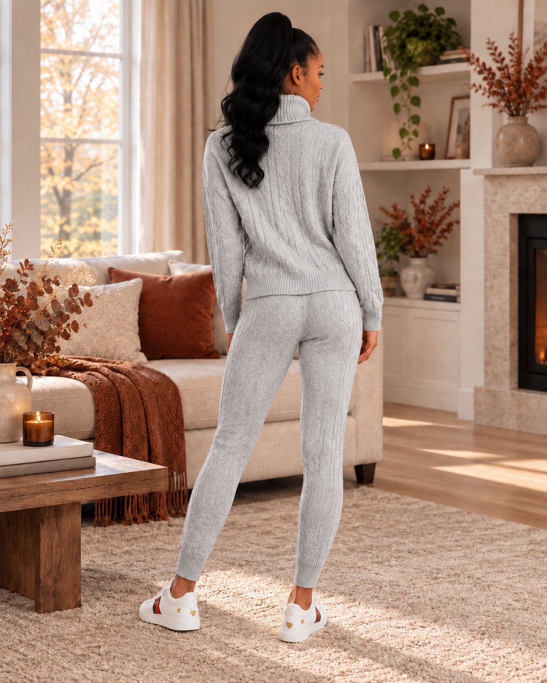 Isolde Ribbed High-Neck Knit Set by May-London