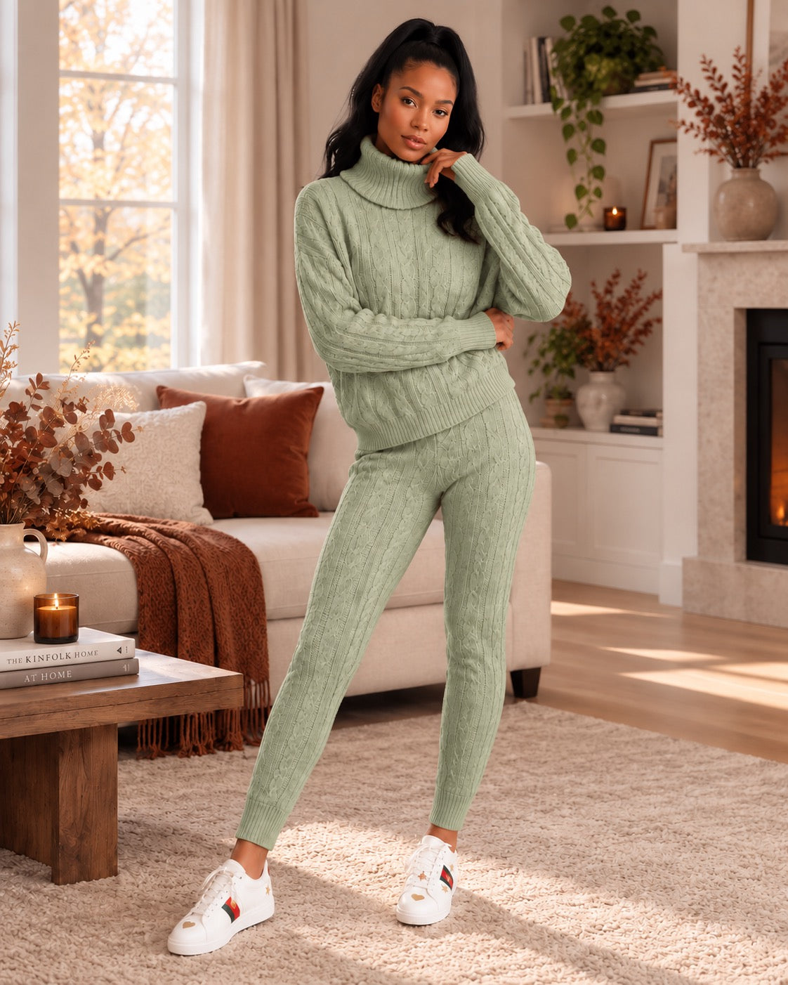 Isolde Ribbed High-Neck Knit Set by May-London