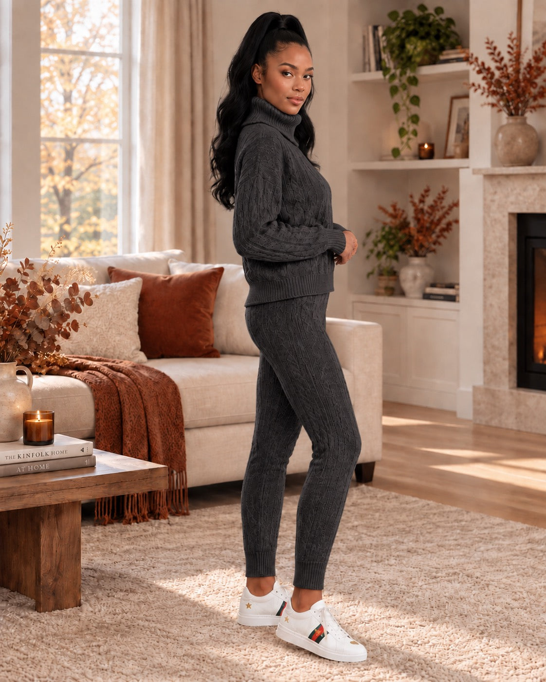 Isolde Ribbed High-Neck Knit Set by May-London
