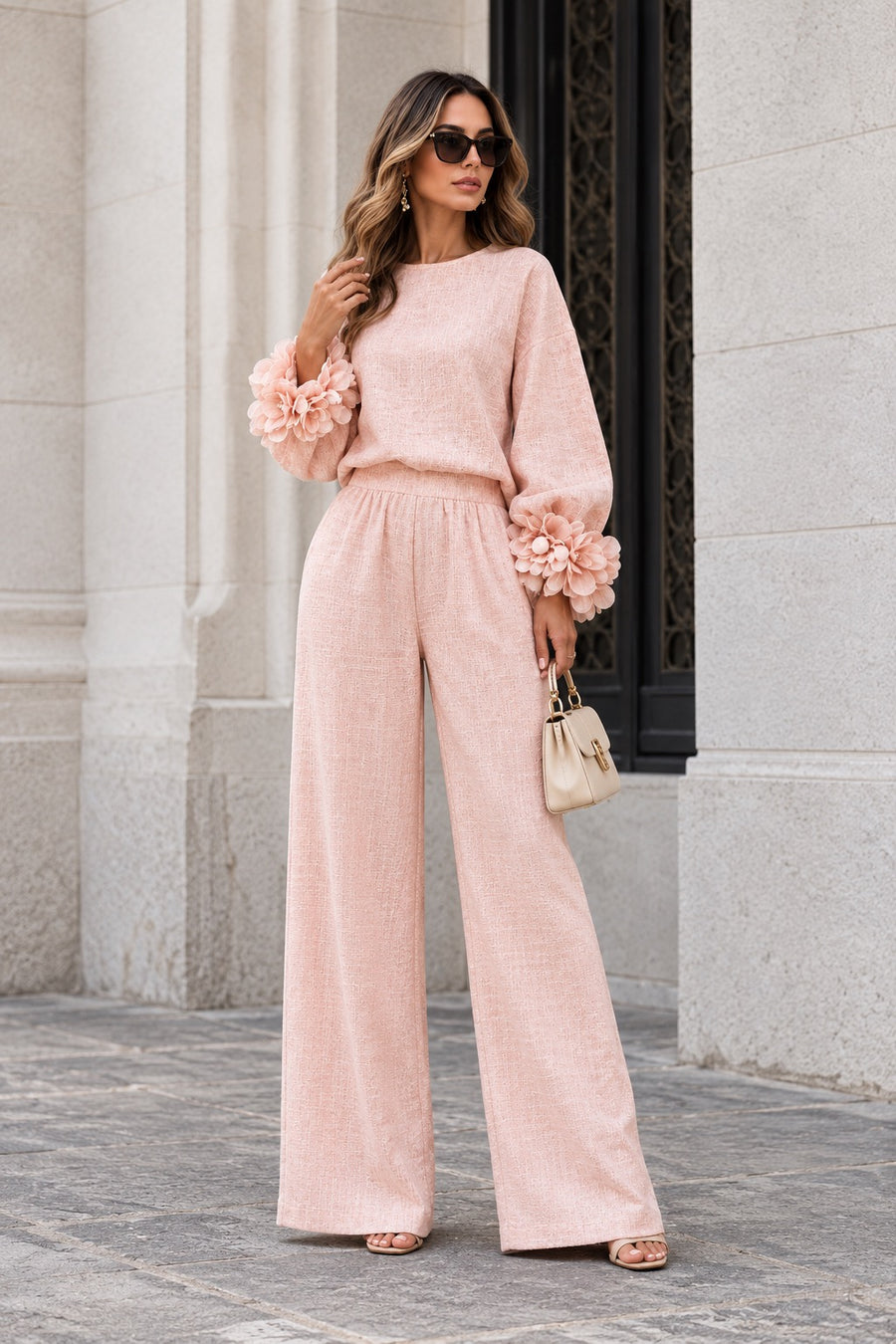 Emmeline Floral Cuff Two-Piece Set for women by May-London