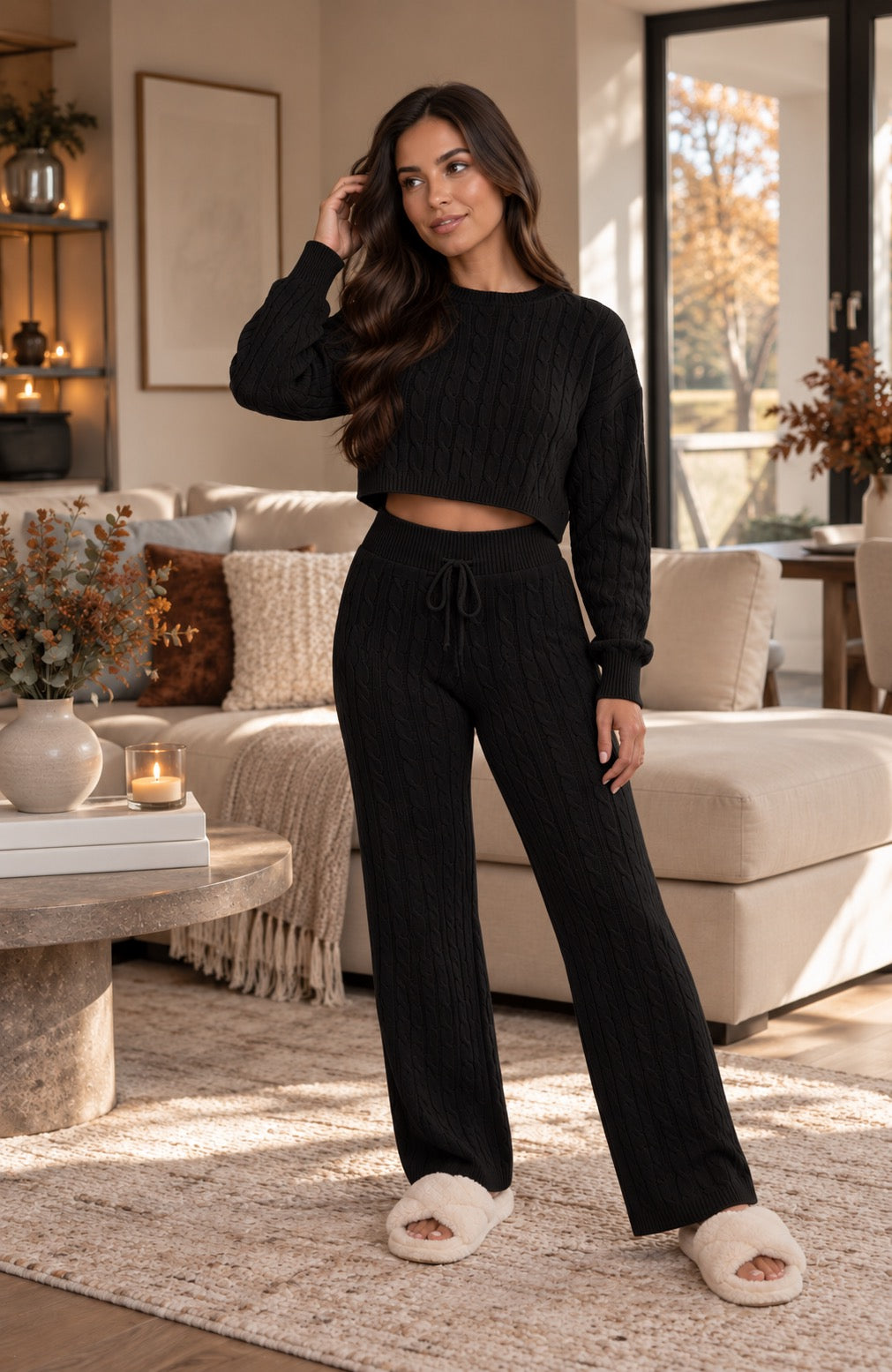 Romilly ribbed knit lounge co-ord set by May-London