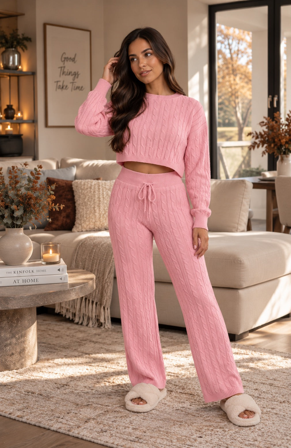 Romilly ribbed knit lounge co-ord set by May-London