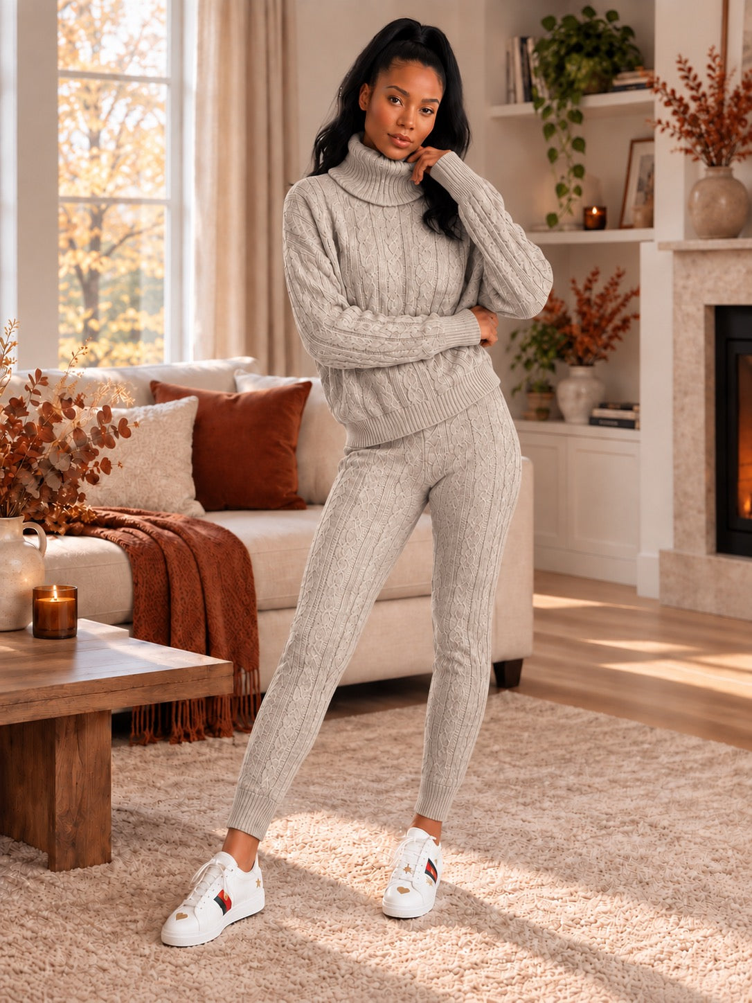 Isolde Ribbed High-Neck Knit Set by May-London