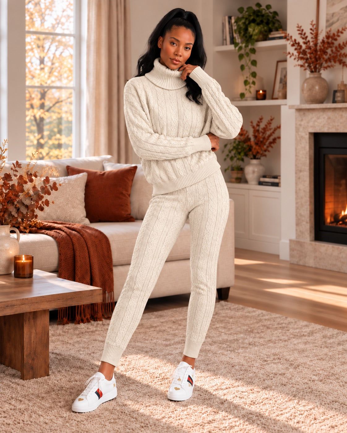 Isolde Ribbed High-Neck Knit Set by May-London