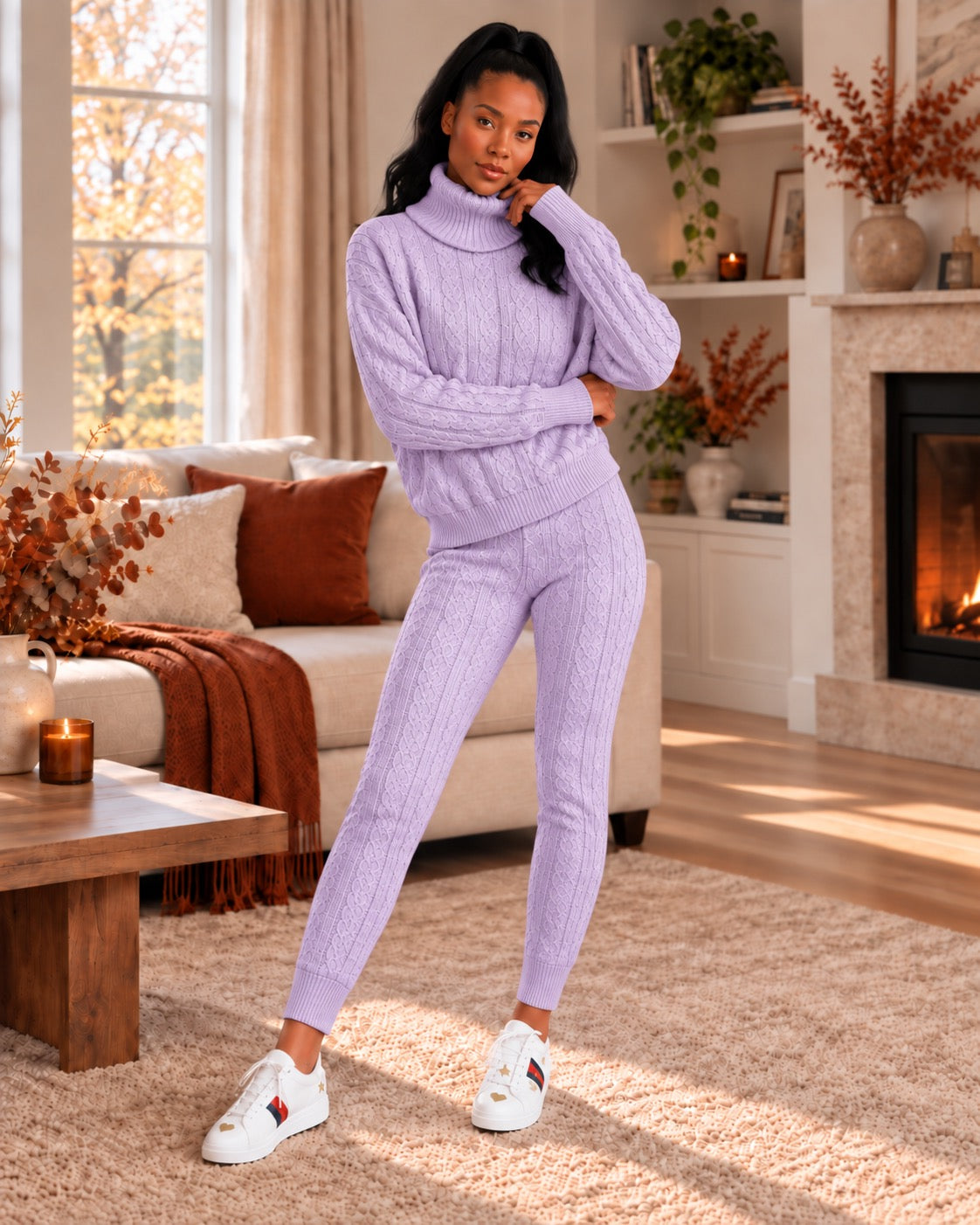 Isolde Ribbed High-Neck Knit Set by May-London
