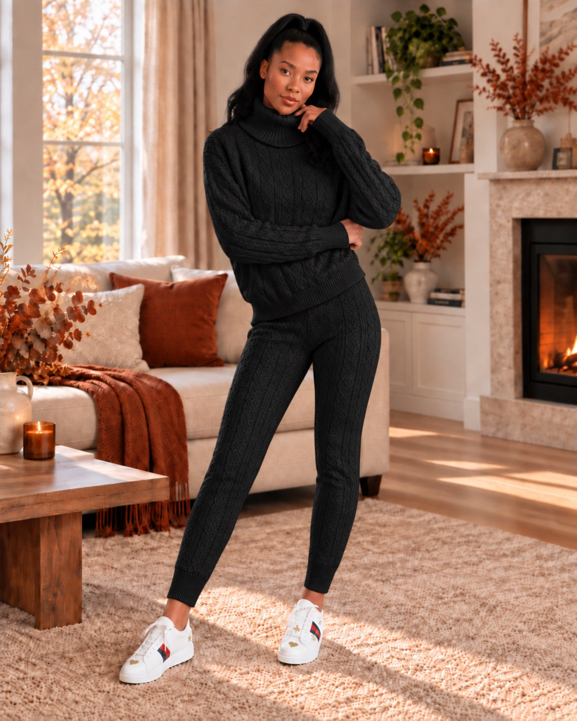 Isolde Ribbed High-Neck Knit Set by May-London